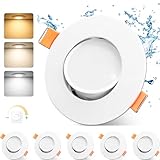 GeyouLux LED Einbaustrahler 230v Dimmbar 68-80mm 4.9W IP44 Ultra Flach LED Spots 3000K/4000K/6000K Deckenspots für Badezimmer Wohnzimmer 45°Schwenkbar Einbauleuchten Küche Spots Deckenleuchte 6er S