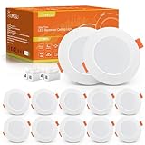 Tomosu LED Einbaustrahler 230V Flach, LED Spot 5W 450LM, IP44 Einbauleuchten für das Bad, Warmweiß 2700K, Ø75-90mm Lochdurchmesser, Deckenspots für Wohnzimmer Küche Schlafzimmer, 10er S