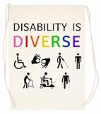 Pinitotee Disability Is Diverse Rainbow Pride Unisex Beige Sporttasche String Sack