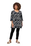 Ulla Popken Damen Shirttunika T-Shirts, schwarz, 50-52