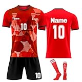 Generisch Fußball Trikot mit Namen Nummer und Team Logo Kinder, Personalisierte Fussball Trikots, Fußball Trikot Shorts Socken Set Jung