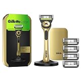 Gillette Labs Champion Gold Edition Nassrasierer Herren, Rasierer mit Reinigungs-Element + 5 Ersatzklingen, Geschenk für Männer, Premium-Magnetdock und R