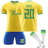 Generisch Brasilianische Nationalmannschaft Nr.10/20 Fußball Trikots Shorts Socken Set für Kinder/Erwachsene, Hause/Auswärts Fussball Trikot Trainingsanzug für Jungen H
