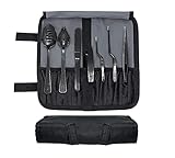 DOJA Barcelona | Kueche Chef Kochutensilien | Farbe: Schwarz | 7 Utensilien Edelstahl Plating Kit | Kuechen-Werkzeug Koch Set | Deko Garnieren Gadgets | Pinzette, Schlitz, Loeffel, Spachtel Sp