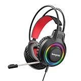 leegicst Stereo Sound Gaming Headset,Over Ear Bass Surround Sound Gaming Kopfhörer mit LED Licht, Mikrofon, kompatibel mit PS4 PS5 Xbox One PC