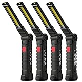 Coquimbo LED Arbeitsleuchte Werkstattlampe, Taschenlampe Aufladbar Werkstatt Handlampe Geschenke für Männer mit Magnet und Haken für Auto Reparatur Camping Notfall (4 Stück, Schwarz)
