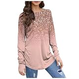 Briskorry Damen Langarm Tunika Tops mit Daumenloch Langarmshirt Mädchen Frühlingse Sommer Lang Leichtes Sweatshirt Oberteil Eleg