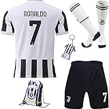 BlackAzat 2021/2022 Heim #7 Football Fußball Kinder Trikot Shorts Socken Set Jugendgrößen (Weiß,24)