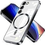FAOMSEBS Magnetische Schutzhülle für Samsung S23+ / S23 Plus, kompatibel mit MagSafe [mit Kamera-Objektivschutz], weiche Hülle, stoßfest, robuste Schutzhülle für Samsung Galaxy S23 Plus, schw