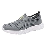 Schwarze Schuhe für Herren, Einfuß-Steigbügel-Sneaker, Netzstoff, bequeme Freizeitschuhe, schwarze Sneakers, grau, 6 UK 3X-Narrow