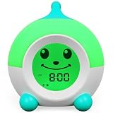iHoo Kinder Wecker, Kleinkind Schlaf Training Uhr mit Emoji, Kleinkinder Nacht Licht Uhr für Kinder S