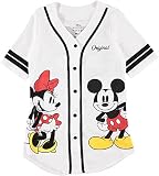 Disney Damen Mickey Mouse Fashion Shirt – Mickey & Minnie Mouse Baseball Jersey Mickey Mouse Button Down Baseball Jersey, Weiss/opulenter Garten, 3X-Groß