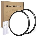 Wholede 24W 3000-6500K Led Deckenleuchte Flach, Deckenlampe Rund Dimmbar mit Infrarot-Fernbedienung, Ultra Dünn Lampe für Küche Wohnzimmer Flur Schlafzimmer Badezimmer, Ø29.5cm Schw