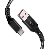 Fasgear Warp Charge 30W Kabel für One-plus 7 Pro 7T, 1,8m Dash Charging USB C Kabel Schnellladung Nylon Geflochtene Daten Sync USB Typ C Kabel für One-plus 7 6T 6 5T 5 3T (1,8m, Schwarz)