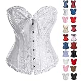 Generisch Damen Vollbrust Corsage Korsett Top Gothic Vintage Corsagen Bustier Corsette übergröße Shapewear Push-Up 5-White L