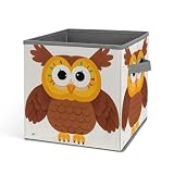 NWGHM Aufbewahrungskörbe, niedliche große braune Cartoon-Eulen-Aufbewahrungsboxen mit Doppelgriffen, Aufbewahrungswürfel, Organizer für Kleidung, faltbar, Schrank-Organizer, Aufbewahrungsbehälter fü