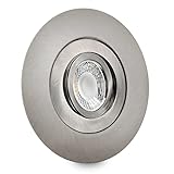 LED Einbaustrahler flach für große Lochausschnitte für einen Einbaudurchmesser von 68mm-180mm geeignet mit geringer Einbautiefe 25mm Einbauleuchte schwenkbar Edelstahl geb. DSK4 neutralweiß 230V