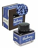 ONLINE Duft-Tinte Blueberry, Tintenglas Blau 15ml, bunte Füllertinte für Kalligrafie, Handlettering, Schreibtinte, Tintenfass für Konverter, Tinte der Sinne auf wasserb