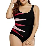 Qersh Einteilige Swimsuit Badeanzug Damen bauchweg Einteiler Große Größen Bauchweg Neckholder Knot Einteilige Bademode Swimsuit EU-Größe plus Größ