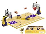 Nicolababe Bausteine Basketballplatz-Grundplatten und Sets mit 2 Basketballkorb, Bausteine für Basketballspiel, kompatibel mit großen Marken (Basketball-Spielset/Gelb)