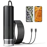 USB Mikroskop Handy, 1080P HD Mikroskope für iPhone Android, 10 Bis 200X Mikroskop Digital mit 8 LED Handy Mikroskop Kompatibel mit iOS, Android, Tab