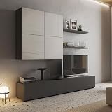 lukmebel Inbox Wohnwand Minimalistisches modernes Universalregal RTV-Schrank Dezentes Design Stilvoll Sehr Funktionell Zähmen Sie Ihre Kabel Langlebig Sieht wie Marmor aus, Grap