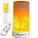 PDGROW LED Flamme Lampe mit Fernbedinung, USB Wiederaufladbare Flammeneffekt Nachtlicht Wasserdicht Flammen Lampe für Weihnachten, Halloween, Party, Innen/Außenb