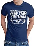 OM3® Surf Team Vietnam T-Shirt - Herren - United States Army Da Nang Beach 1967 - Royal Blau, 4XL