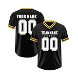 Topassion Personalisiert American Football Trikot Kinder Erwachsene Football Jersey Personalisierte Spieltrikots mit Name Nummer Logo Junge Mädchen Herrn Damen Benutzerdefiniertes Fußballtrikot,Black