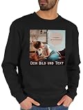 Sweater Pullover Sweatshirt Herren Damen - eigenem - Foto Bild Geschenk I Dein Bild und Text - M - Schwarz - partnerpullies pullis für Freunde selbst drucken Photo Pulli partnerpulli Bilder selb