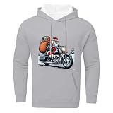 Weihnachtsmann Herren Hoodie Ugly Christmas Hoodie Cooler Weihnachtsmann Sweatshirt Langarmshirt Xmas Festliche Funky Personalised Hoody Sweatshirt Pullover mit Tasche (Light Gray, M)