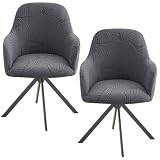 GOMETY 2er Set Stuhlhussen Stretch Stuhlbezug mit Armlehne Abnehmbare Waschbare Schonbezug Universal Jacquard Hussen für Esszimmerstühle Küchenstühle Bürostühle Hochzeit Restaurant Deko Dunkelg