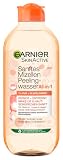 Garnier Sanftes Mizellen Peelingwasser, Reinigungswasser zur Entfernung von Make-Up Resten und abgestorbenen Hautschuppen, SkinActive, 1 x 400