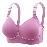 Damen-Dessous, nicht bequem, atmungsaktiv, gerafft, nicht dünn, Körbchen, glatter Text, weißer BH für Frauen, bügelloser Sport, violett, G