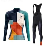 UGLY FROG 2024 Damen Langarm Radsportanzüge Radtrikot Kleidung Langärmeliges Fahrradtrikot mit Thermofleecefutter Radhose mit Sitzpolster W