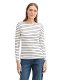 TOM TAILOR Damen 1043099 Basic Longsleeve mit Streifen, 36129-White Navy Stripe, XXL