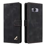 OKZone Kompatibel mit Samsung Galaxy S8 Hülle, Halterung Standfunktion Kartenfach Wallet Schutzhülle 360 Grad Stoßfest Premium Leder Schutzhülle Handyhülle für Samsung Galaxy S8 (Schwarz)