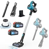 WONNSUMT Akku Staubsauger Freistehend, 30KPA Staubsauger Kabellos mit 2 5500mah Akkus, Leichter Akkustaubsauger Bis zu 55 Min Laufzeit, Anti-Tangle-Staubsauger für Tierhaare,Teppich, Hartboden ﻿ ﻿