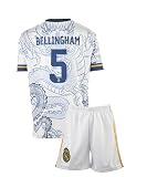 Mefstone Madrid Jude Bellingham Weiß Drachen Fußball Kinder Trikot,Spezieller Entwurf, Fussball, Limitierte Auflage, Beschränkte Auflage, Kommen Sie mit Shorts (Weiß,Bell,152)