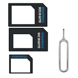SpionProfi 3 in 1 Nano-SIM-Adapter 4 in 1 Nano auf Micro; Nano auf Standard-SIM-Karte und Micro-to-SIM-Karte + Entferner für SIM