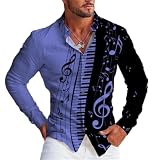 Shirt Herren Casual Vintage Trend Longsleeve Tops Herren 3D Digitales Drucken Longsleeve Shirt Herren Jugend Persönlichkeit Mode Druck Shirt Herren B-05 XXL
