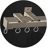 Robuste Gardinenstangen aus Aluminium, 1 m, 5 m, Decken- oder Wandmontage, Vorhangschienen für Raumteiler, Champagner, 2 m (2 x 1 m)