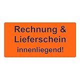 Warnetiketten/Versandetiketten 'Rechnung & Lieferschein innenliegend' auf Rolle - 30 x 62 mm - 1.000 Stück