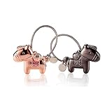Cojoy Pferd Form Liebhaber Schlüsselanhänger, 1 Paar Zinklegierung Anhänger mit magnetischem Mund, paar Schlüsselbund Geschenk für Geburtstag, Hochzeit, Weihnachten, Schwarz und Rosegold Farb
