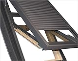 Dakea Außenrollladen Für Balio F6A 66x112cm Holz Dachfenster Aussenrollladen elektrisch mit Steuerung und Fernbedienung Hitzeschutz Dachfenster Sonderangeb