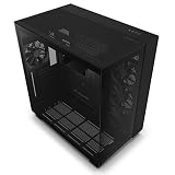 NZXT H9 Flow - CM-H91FB-01- Dual-Chamber ATX Mid-Tower PC-Gaming-Gehäuse - High-Airflow-perforiertes Top-Panel - Front- und Seitenteile aus gehärtetem Glas - 360mm Radiator Unterstützung - Schw