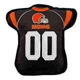 The 1st Ever Tough but Smooth Dog Toy NFL Cleveland Browns Football Jersey Tough Pet Toy A Premium Quality Doggie Toy with Built-in Squeaker Sports Fans Favorite Chew Toy