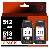 Coloran 512 513 Multipack Kompatibel für Canon PG-512 CL-513 510 511 für Canon MP495 Druckerpatronen Pixma MP280 MP230 MP250 MP270 MP240 iP2700 MX340 MP490 MX330 MX360 (2er-Pack, 1 Schwarz 1 Farbe)