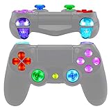 eXtremeRate DTFS LED Tasten Kit für ps4 Controller JDM-040/050/055, RGB LED Flexkabel & Ersatz Leucht Aktionstasten/D-Pad/Thumbsticks/Trigger Buttons Zubehör für ps4 Gamepad CUH-ZCT2-Transp