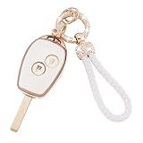 Koaudb Autoschlüssel Hülle Cover Passt für Renault Clio Kangoo Megane Laguna Modus Dacia Twingo Kangoo 2 Tasten Schlüsseletui TPU Schlüsselhülle mit Schlüsselanhänger (Rnl-2R)